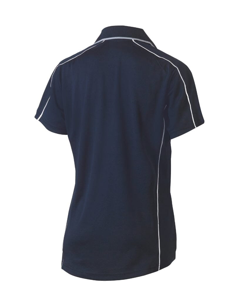 Womens Cool Mesh Polo Shirt With Reflective Piping - Navy