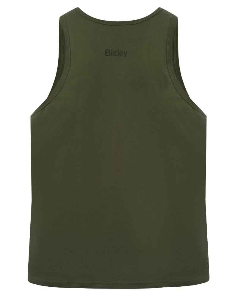 Cotton Bisley Logo Singlet - Army Green