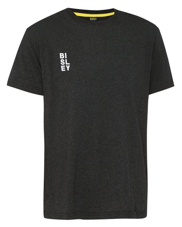 Cotton Vertical Logo Tee - Charcoal Marle
