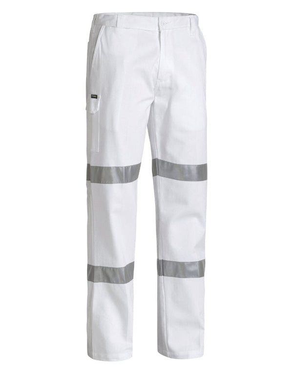 Double Hoop Taped Night Cotton Drill Pants - White