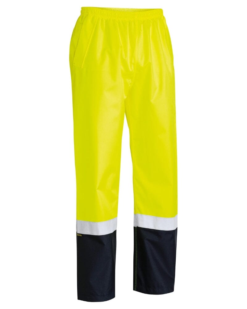 Bisley Taped Two Tone Hi Vis Rain Shell Pant - Yellow/Navy | Buy Online