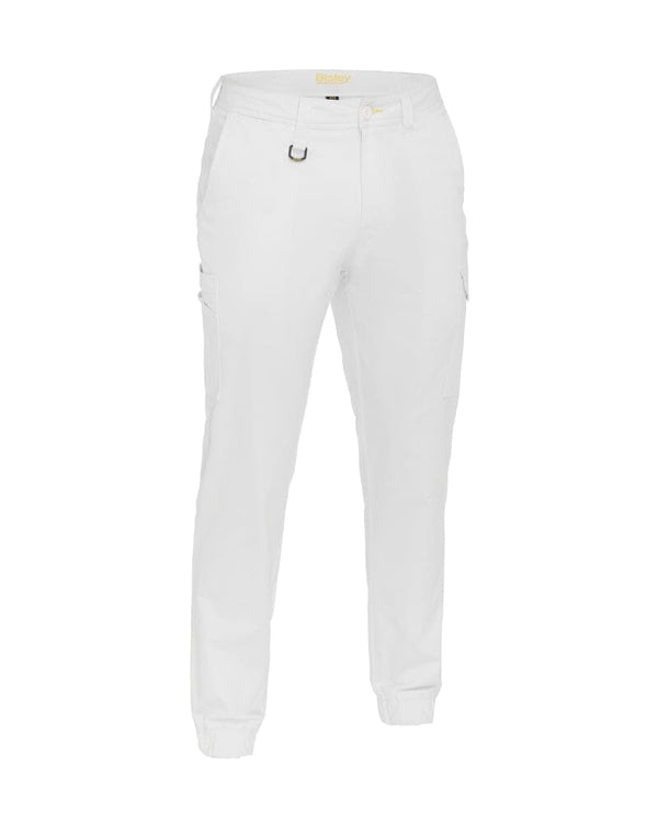 Stretch Cotton Drill Cargo Cuffed Pants - White