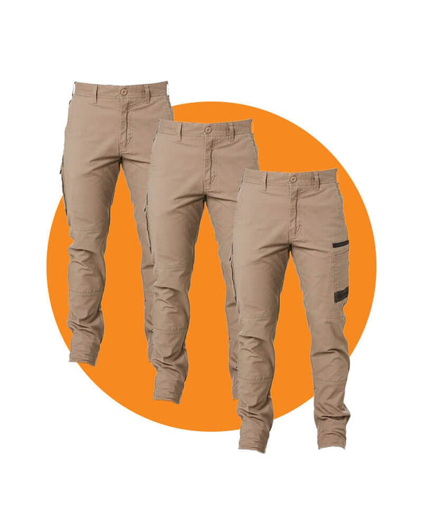 Tradies WP-3 Stretch Work Pants Value Pack - Khaki
