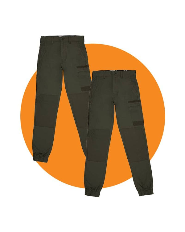 Tradies WP-4 Stretch Cuffed Work Pants 2 Value Pack - Green