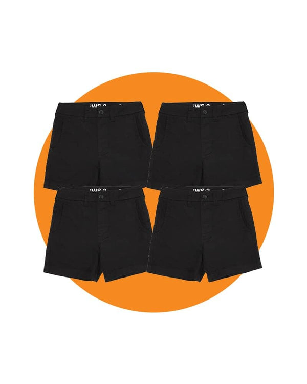 Tradies WS-2 Lightweight Work Shorts 4 Value Pack - Black
