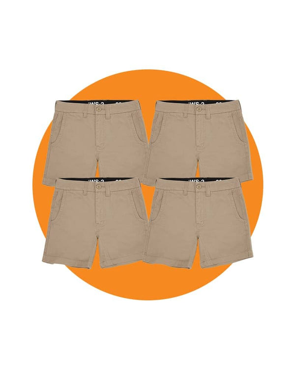 Tradies WS-2 Lightweight Work Shorts 4 Value Pack - Khaki