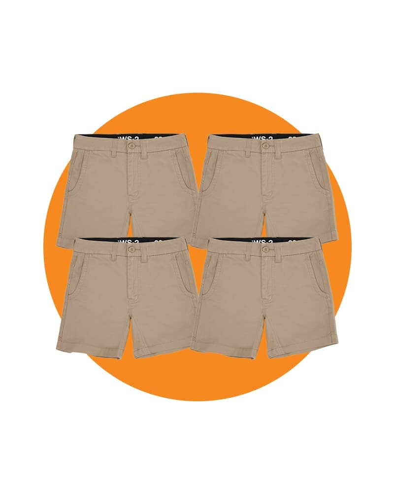 Tradies WS-2 Lightweight Work Shorts 4 Value Pack - Khaki