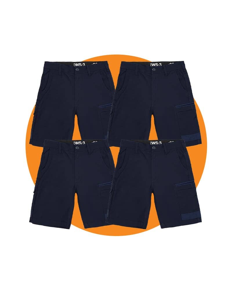 Tradies WS-3 Stretch Work Short 4 Value Pack - Navy