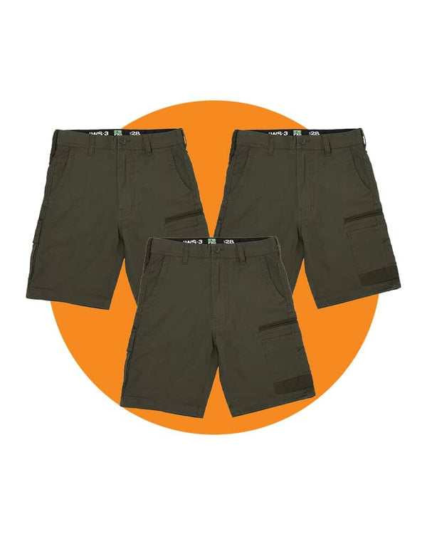 Tradies WS-3 Stretch Work Short Value Pack - Green