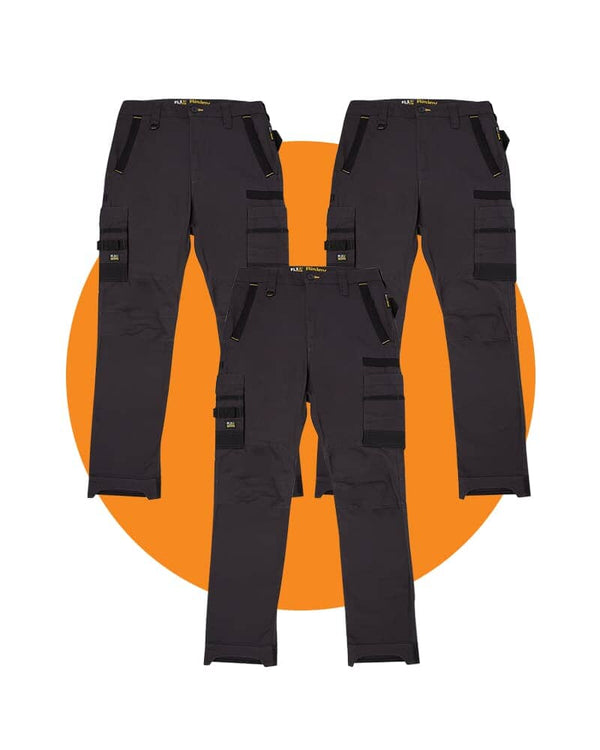 Tradies Flex and Move Stretch Cargo Utility Pant Value Pack - Charcoal