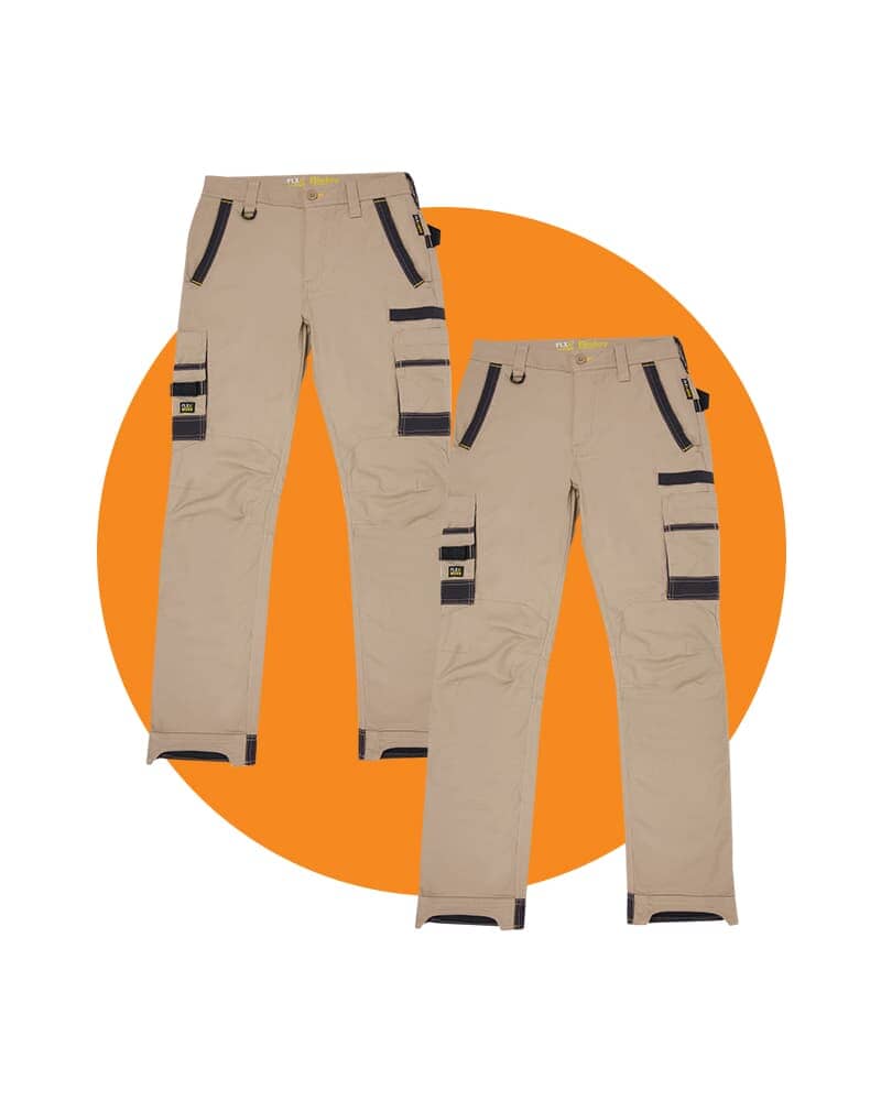 Tradies Flex and Move Stretch Cargo Utility Pant 2 Value Pack - Stone