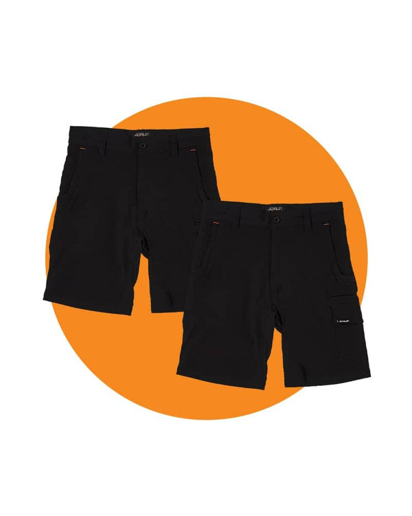 Tradies Jet-Lite Utility Short 2 Value Pack - Black