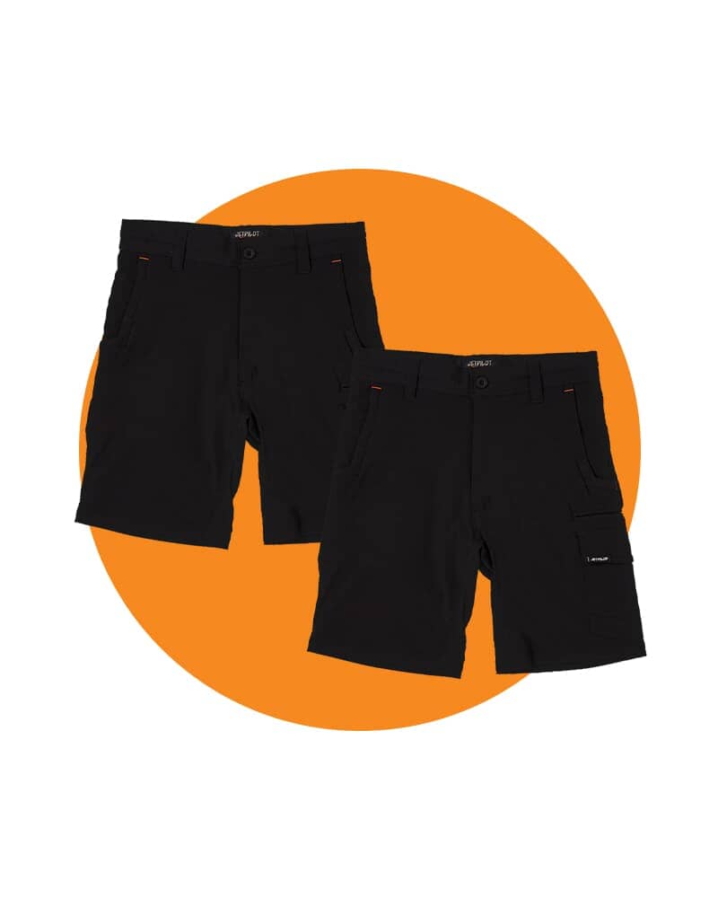 Tradies Jet-Lite Utility Short 2 Value Pack - Black