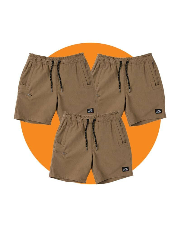 Tradies Jet-Lite Hybrid Shorts Value Pack -  Khaki