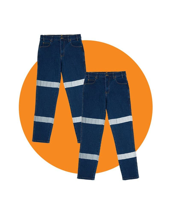 Tradies RMX Flexible Stretch Jeans with Tape 2 Value Pack - Denim