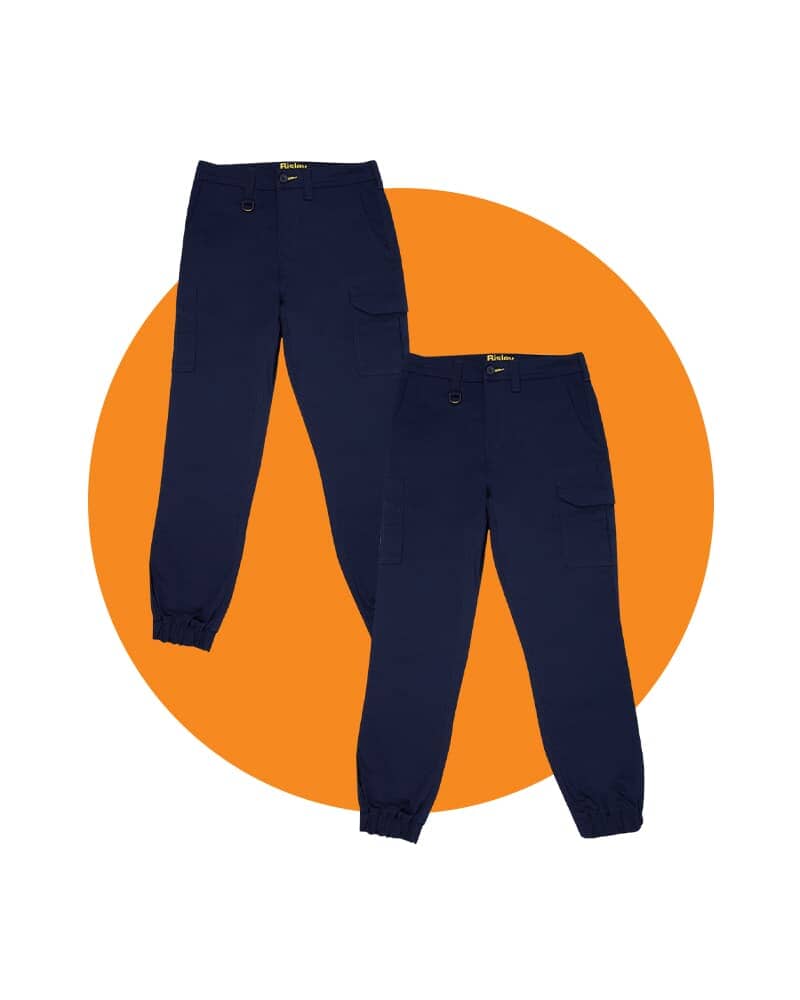 Tradies Stretch Cotton Drill Cargo Cuffed Pants 2 Value Pack - Navy
