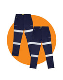 Tradies Women's Taped Mid Rise Stretch Cotton Pants 2 Value Pack - Navy