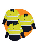 Tradies Hi Vis Taped Lightweight Cotton Shirt LS 3 Value Pack - Yellow/Navy