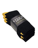 Unisex Bamboo Work Socks 3pk - Black/Yellow