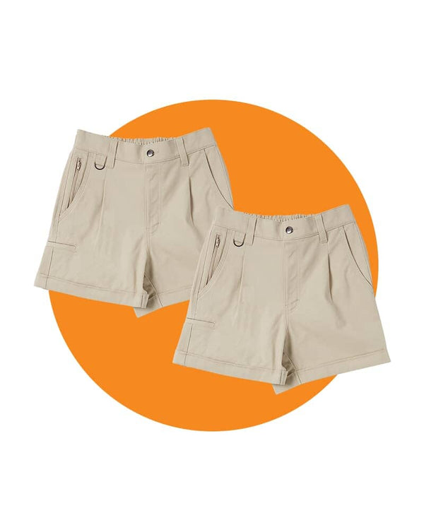 Tradies The Workz Womens Shorts 2 Value Pack - Stone