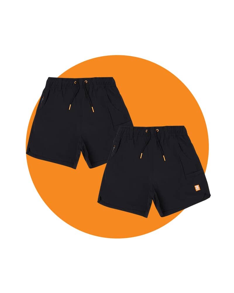 Tradies Womens Z-Lite Comfort Short 2 Value Pack - Black