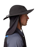 Wide Brim Hat With Legionnaires Flap - Black