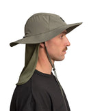 Wide Brim Hat With Legionnaires Flap - Green
