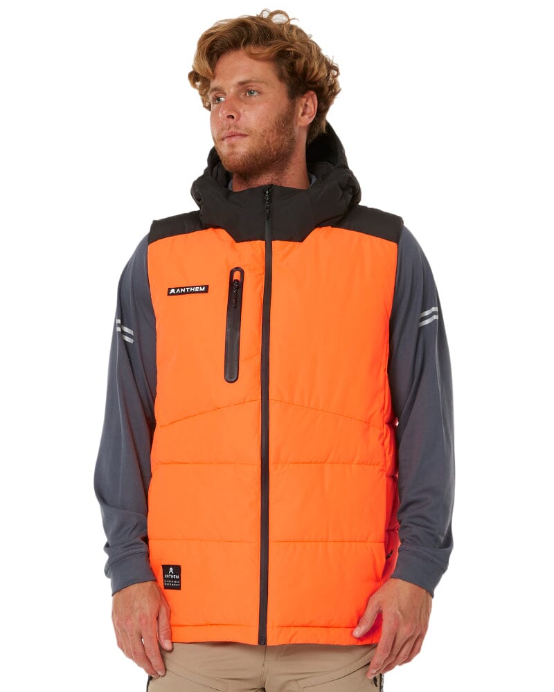 トップス anthemA WOOL RAYON TROPICAL OVER VEST - Anthem Hi Vis Puffer Vest - Orange | Buy Online