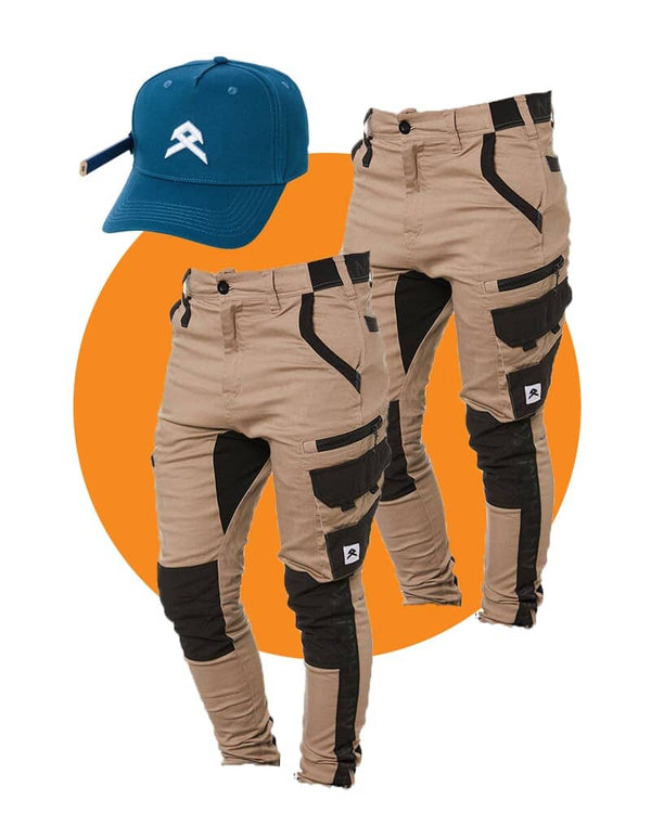 Tradies Victory Pant Twin Value Pack - Khaki