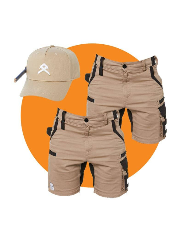Tradies Victory Short Twin Value Pack - Khaki
