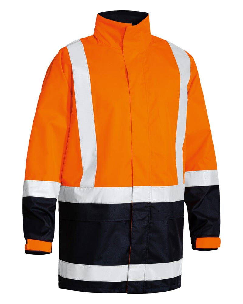 Bisley Taped Hi Vis Rain Shell Jacket Orange/Navy Buy Online