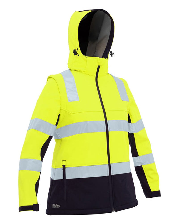 Womens Taped Hi Vis 3 In 1 Soft Shell Jacket - Yellow/Navy