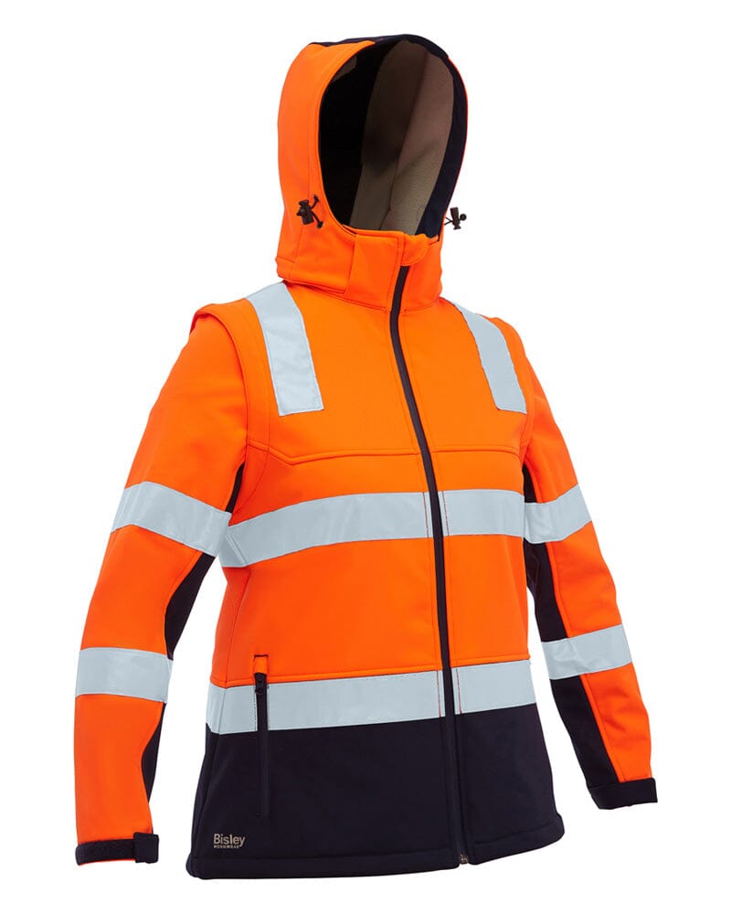 Womens Taped Hi Vis 3 In 1 Soft Shell Jacket - Orange/Navy