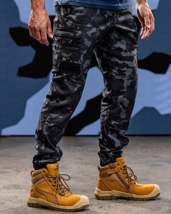 Flex and Move Stretch Cargo Cuffed Pants - Charcoal Camo