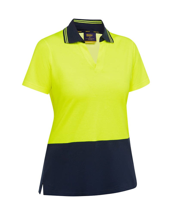 Womens Hi Vis V Neck Polo - Yellow/Navy