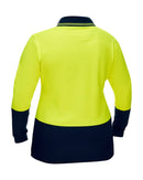 Womens Hi Vis V Neck LS Polo - Yellow/Navy