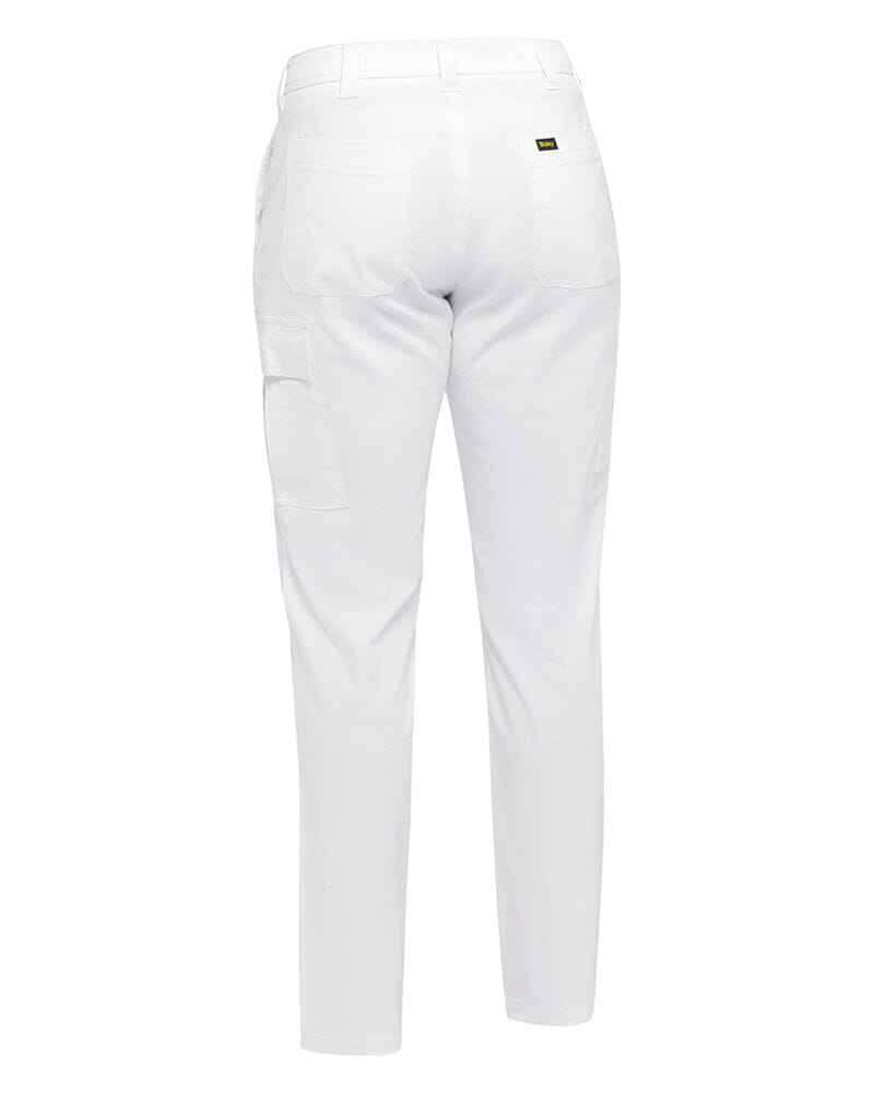 Stretch Cotton Drill Cargo Pants - White