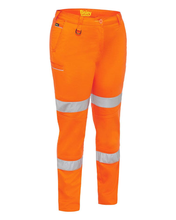 Women's Taped Mid Rise Stretch Cotton Pants - Orange