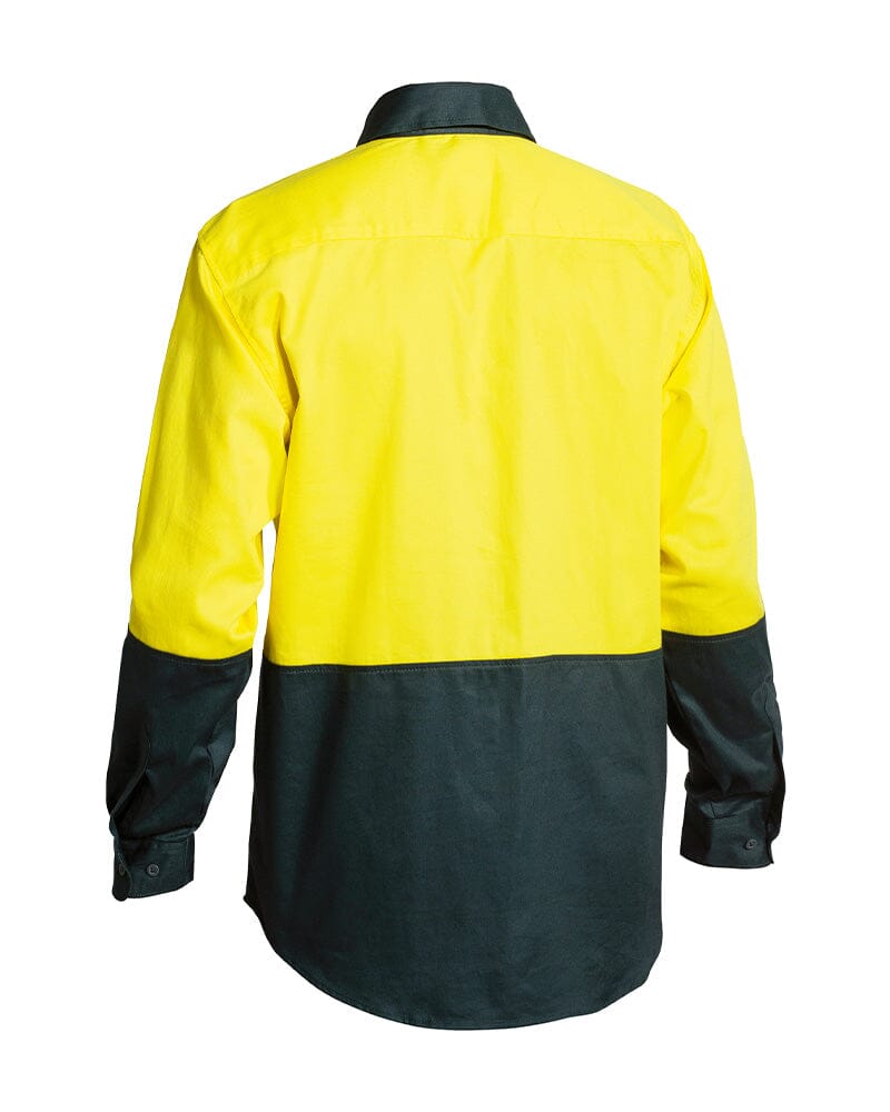 Hi Vis Drill Shirt LS - Yellow/Bottle