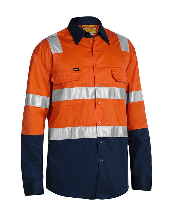 Taped Hi Vis Cool Lightweight Shirt With Shoulder Tape - Orange/Navy