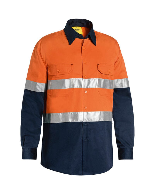 Taped Hi Vis Cool Lightweight LS Shirt - Orange/Navy