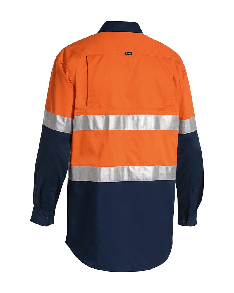 Taped Hi Vis Cool Lightweight LS Shirt - Orange/Navy