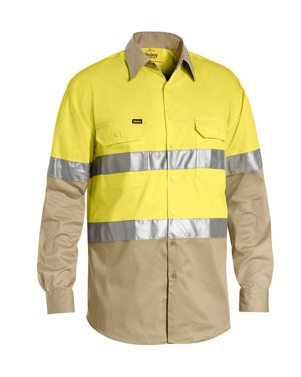 Taped Hi Vis Cool Lightweight LS Shirt - Yellow/Khaki