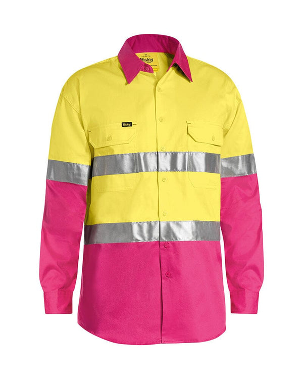 Taped Hi Vis Cool Lightweight LS Shirt - Yellow/Pink