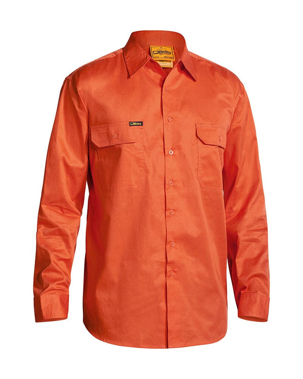 Cool Lightweight Gusset Cuff Hi Vis Drill Shirt - Orange