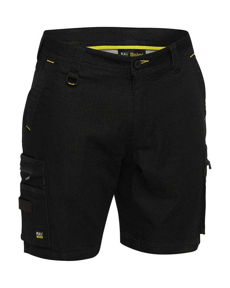 Bisley Flex and Move Stretch Denim Zip Cargo Shorts Black Buy Online