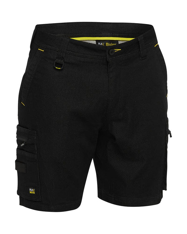 Flex and Move Stretch Denim Zip Cargo Shorts - Black