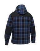Contrast Check Zip Front Hoodie - Blue/Black