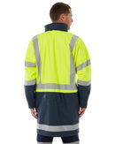 Taped Hi Vis Stretch PU Rain Coat - Yellow/Navy