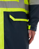 Taped Hi Vis Stretch PU Rain Coat - Yellow/Navy